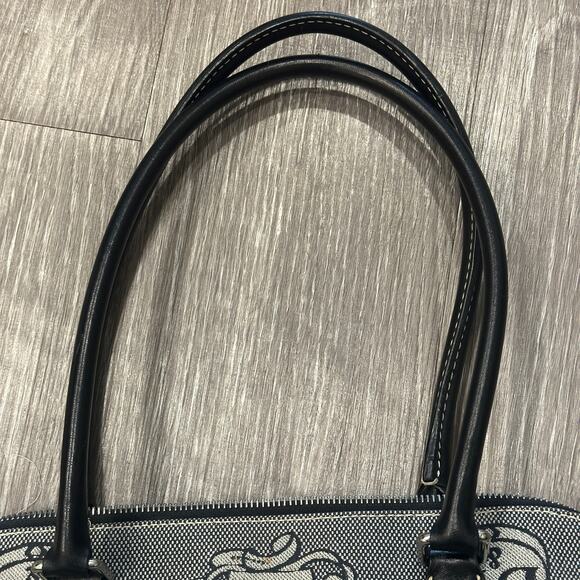 Dooney & Bourke VTG Black White Donegal Crest Signature Domed Satchel W/ Pouch - Picture 4 of 9